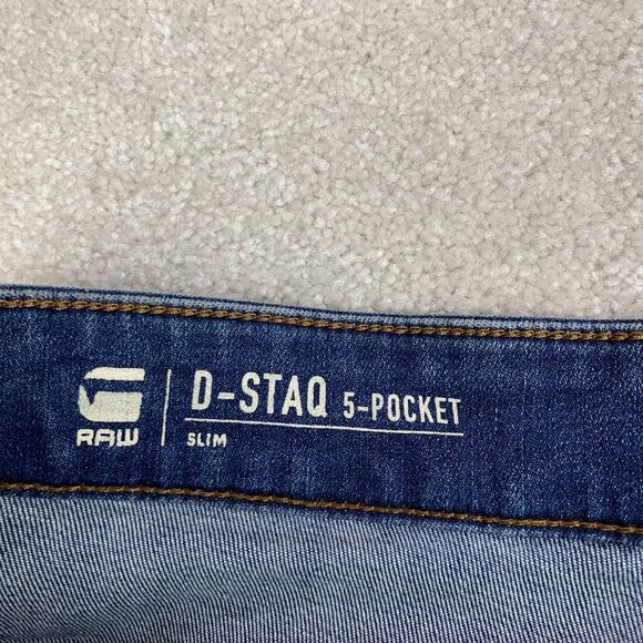 G-Star Raw D-Staq 5-Pocket Slim Denim Jeans Mens Size 36x29 Distressed - Picture 12 of 16